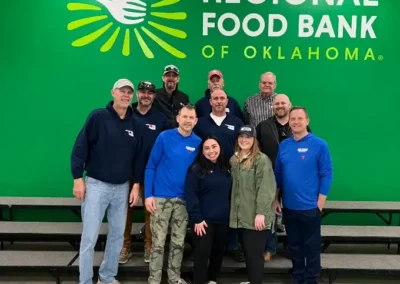 Yates Roofing of OKC team members attending Regional Food Bank Volunteer Day, March 2024